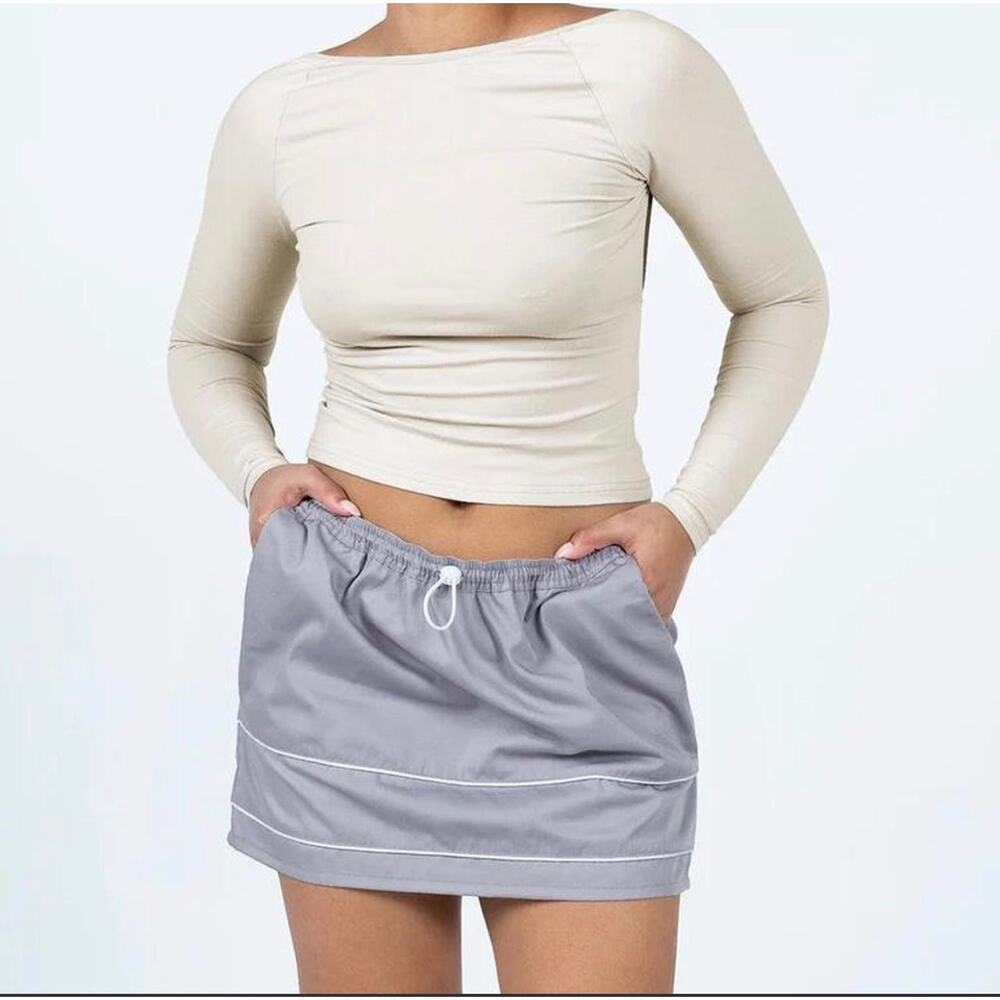 $62 NWT Eichi cotton drill skirt silver cloud sz S small - Picture 2 of 6